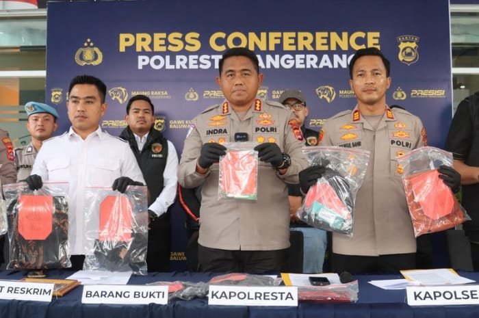 Foto: konferensi pers ungkap kasus pembunuhan tukang cilok di Cikupa, di Mapolresta Tangerang | Dok. Istimewa